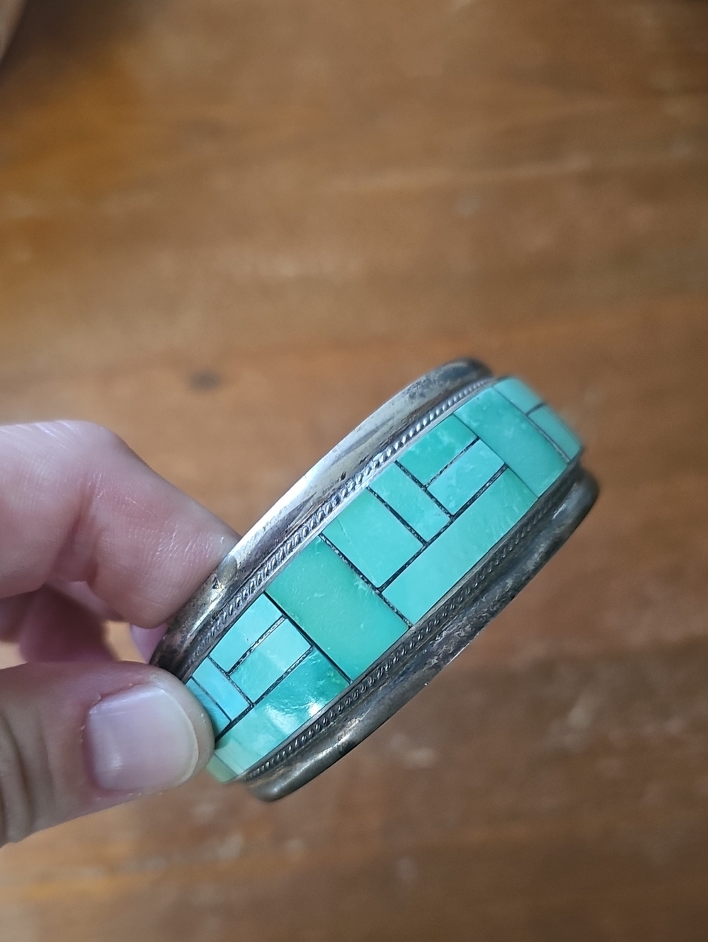 Turquoise Inlay Sterling Silver Bracelet - Turquoise
